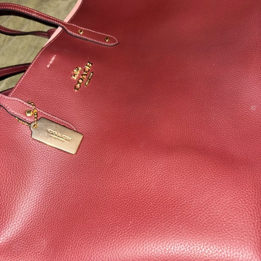 Coach Maroon Leather Tote Bag - Picture 2 of 6